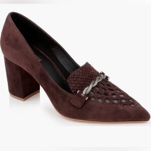 L'Agence Eleonore Pump~Size:8~dark burgundy Suede, chunky/square heel